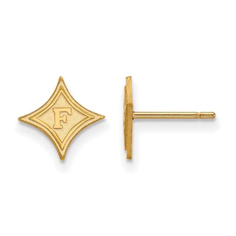 High-End Diamond Earrings-10k Yellow Gold Furman University XS (Tiny) Logo Post Earrings