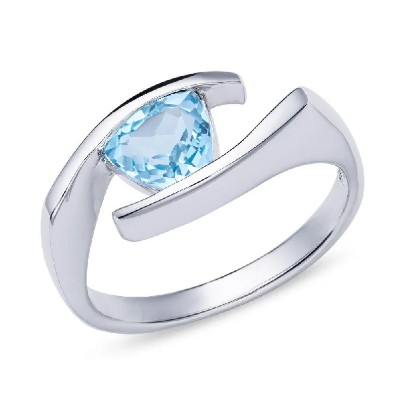 Unique Gold Wedding Ring-Unique & Co Sterling Silver Blue Topaz Ring