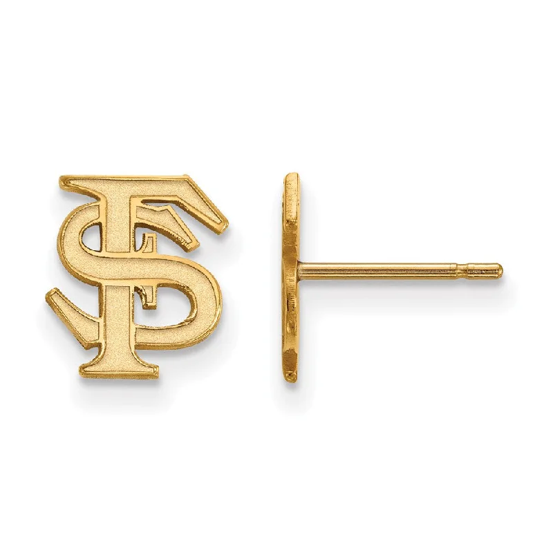 Fashionable Ear Cuffs-14k Yellow Gold Florida State University XS (Tiny) 'FS' Post Earrings