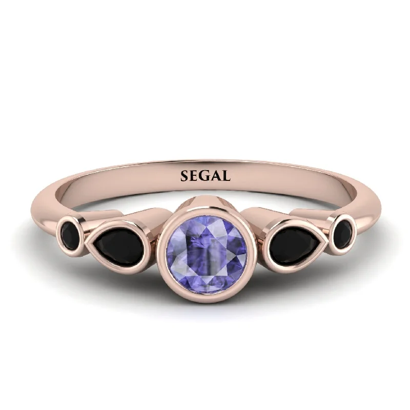 Luxurious Wedding Ring-Bezel Symmetrical Tanzanite Ring - Ivy No. 208