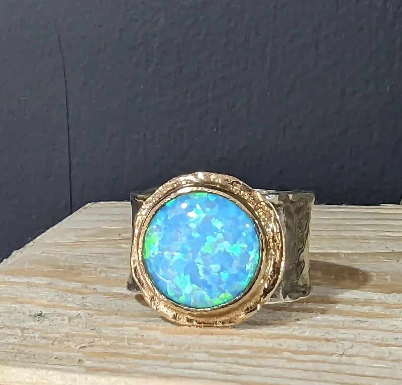 Classic White Gold Ring-Yaron Morhaim 9ct Gold Opal Ring