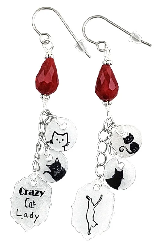 Elegant Sapphire Earrings-Crazy Cat Lady, Earrings