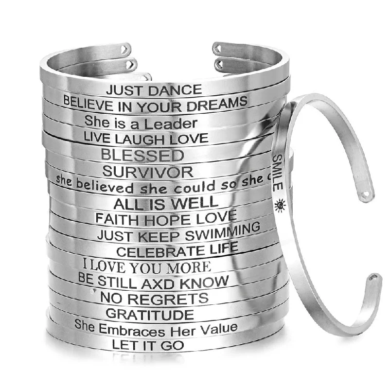 Personalized Couple Bracelets-4mm Inspirational Bracelet Stainless Steel Cuff Jewelry