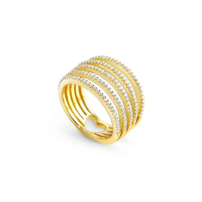 Fashionable Cocktail Ring-Nomination Lovelight Ring - 18ct Gold Plated