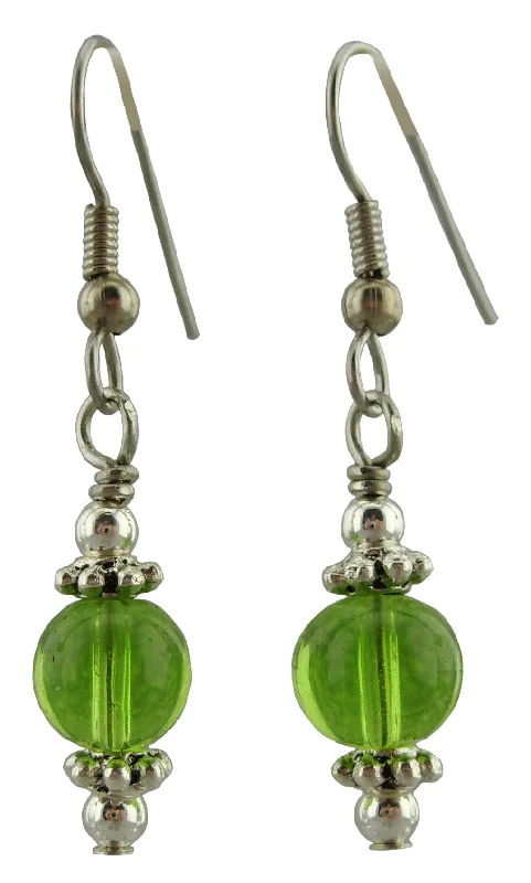 Sterling Silver Earrings-Spring Green Drop Earrings