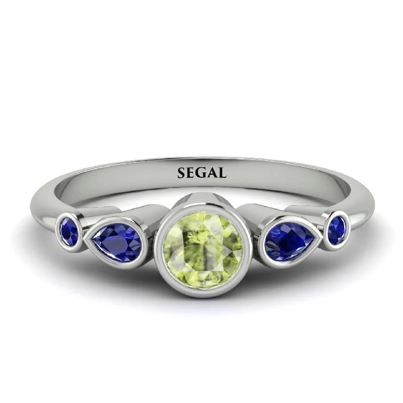 Beautiful Gemstone Ring-Bezel Symmetrical Peridot Ring - Ivy No. 615