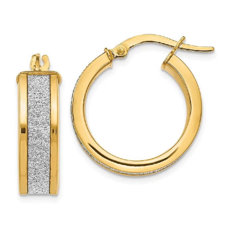 Colorful Hoop Earrings-6mm Glitter Infused Round Hoop Earrings in 14k Yellow Gold, 20mm