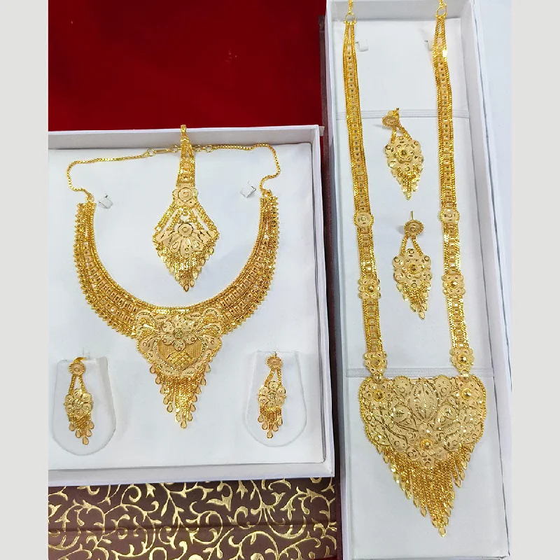 Gold Link Necklace-Pari Art Jewellery Forming Double Necklace Set