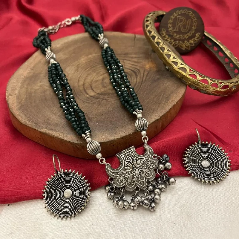 Vintage Inspired Necklace-FS Collection Oxidised Plated Beads Necklace Set