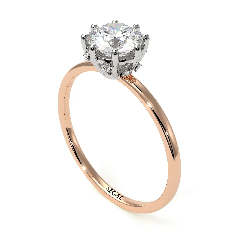 Multi-Stone Engagement Ring-Two Tones Classic Diamond Ring With Hidden Stones - Elliana No. 18