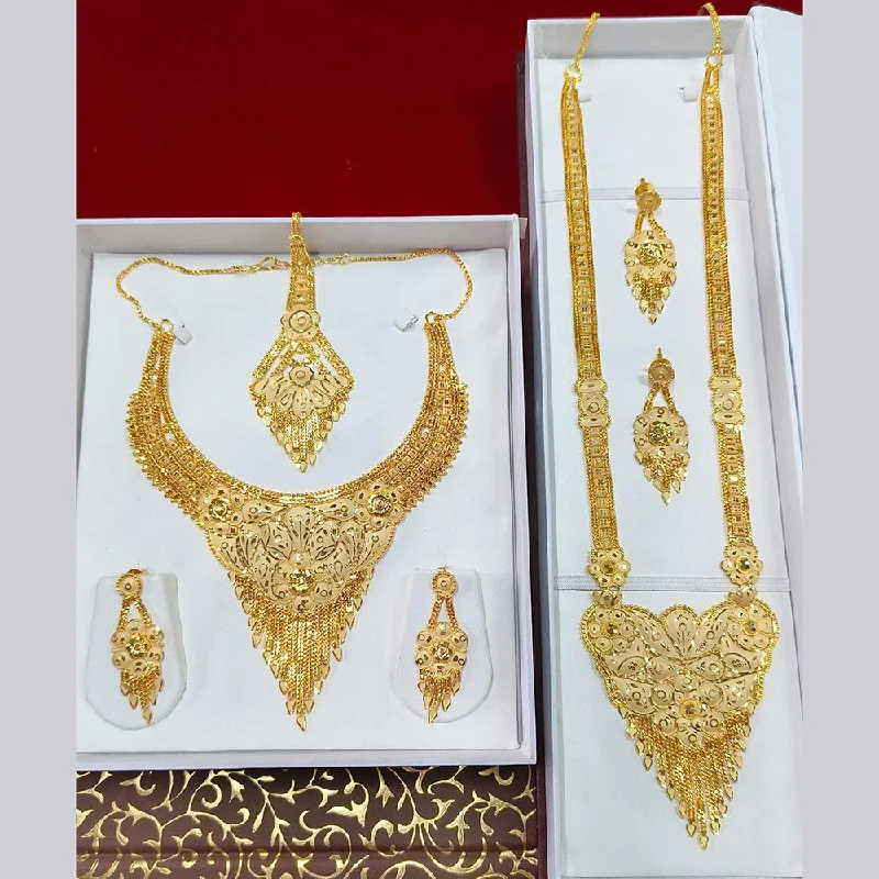 Heart Shaped Gold Necklace-Pari Art Jewellery Forming Double Necklace Set