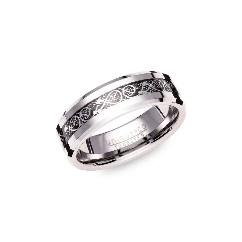 Custom Silver Ring-Unique & Co Tungsten Celtic Design Ring