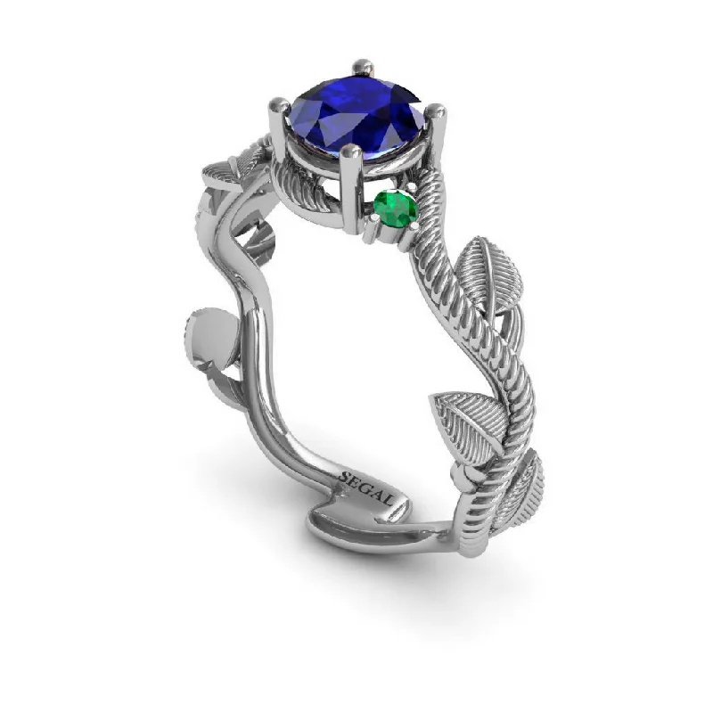 High-End Silver Ring-The Leaves Festival Blue Sapphire Ring- Allison no. 48