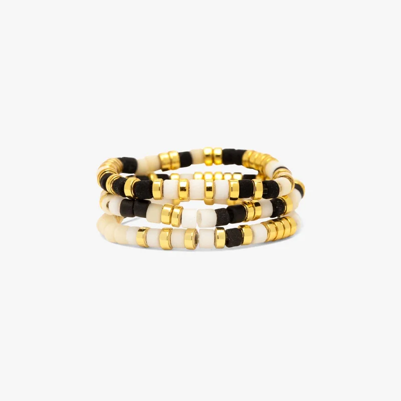 Gold Eternity Ring-Monochrome Stretch Ring Set of 3