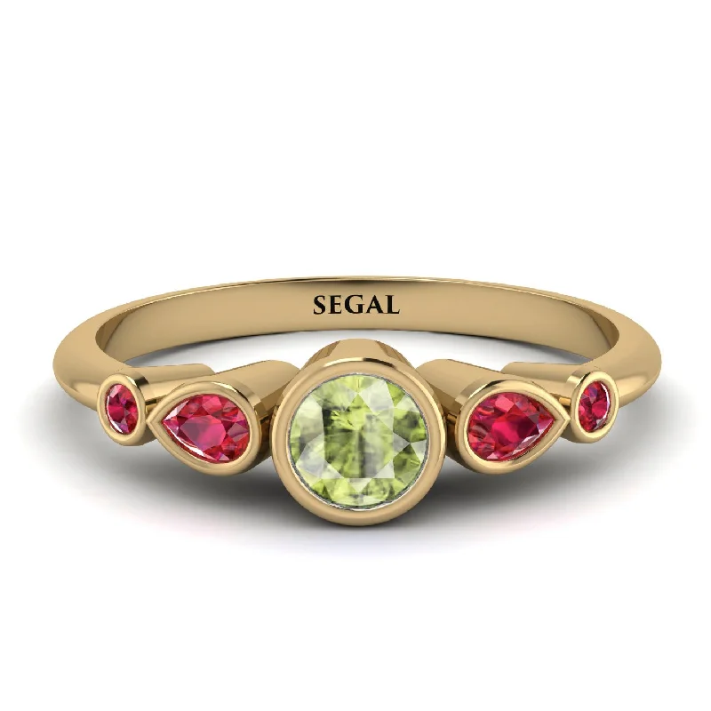 Gold Stacking Rings-Bezel Symmetrical Peridot Ring - Ivy No. 610