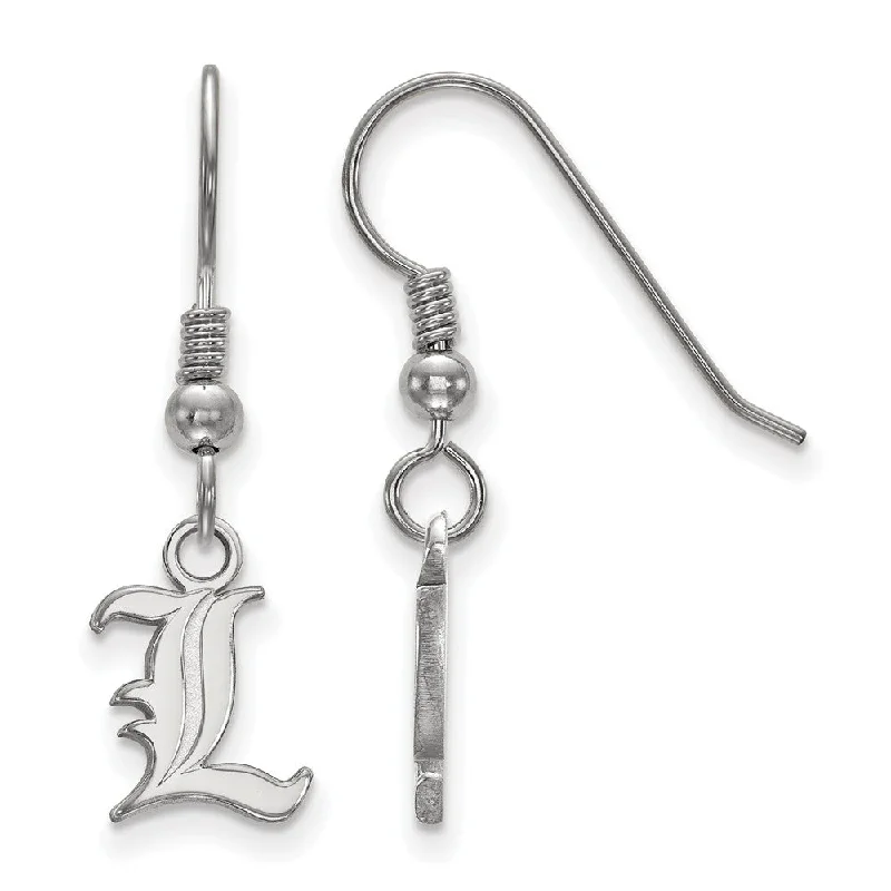 Stylish Silver Earrings-Sterling Silver University of Louisville XS Tiny Dangle Wire Earrings