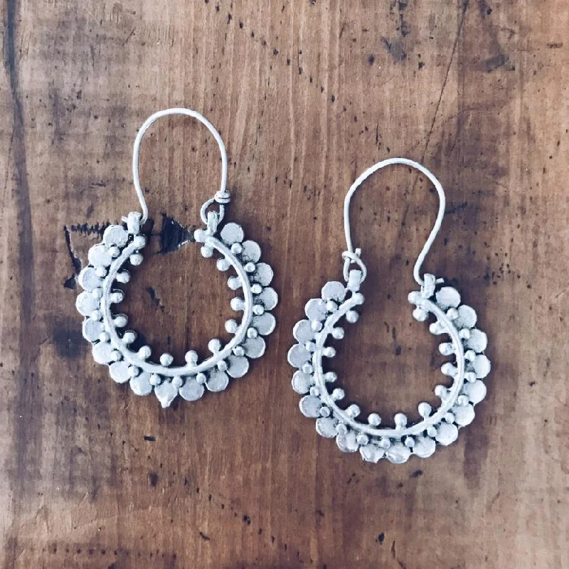 Trendy Pearl Earrings-Circle tribal hoop earrings