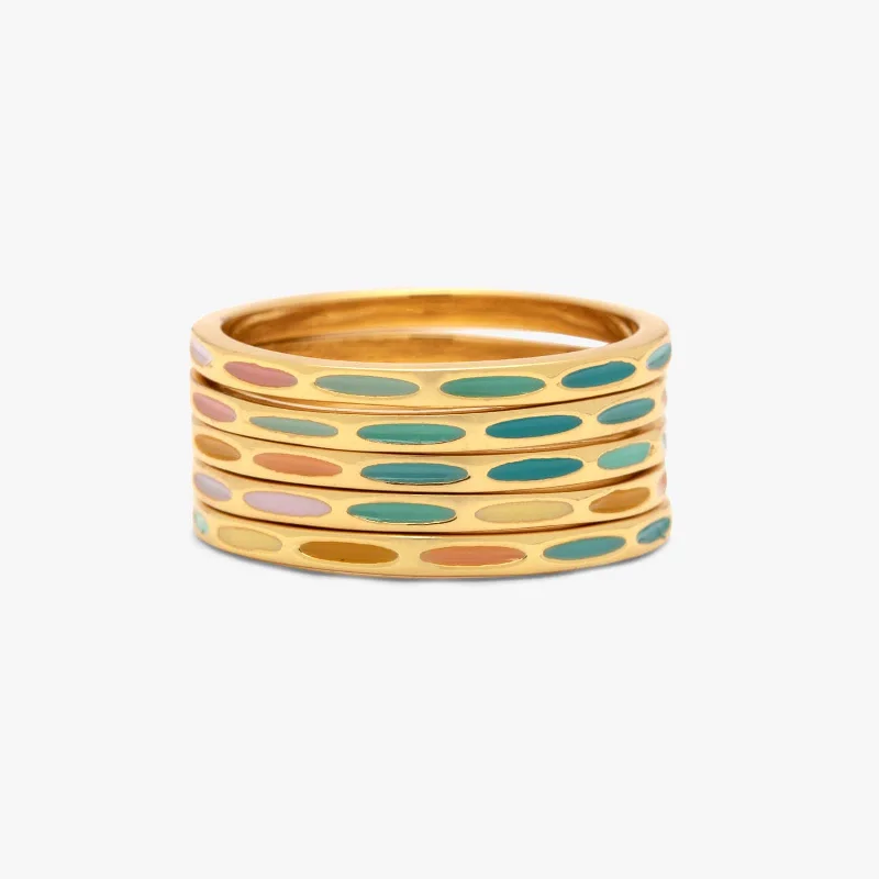 Unique Gold Wedding Ring-Ombre Ring Stack