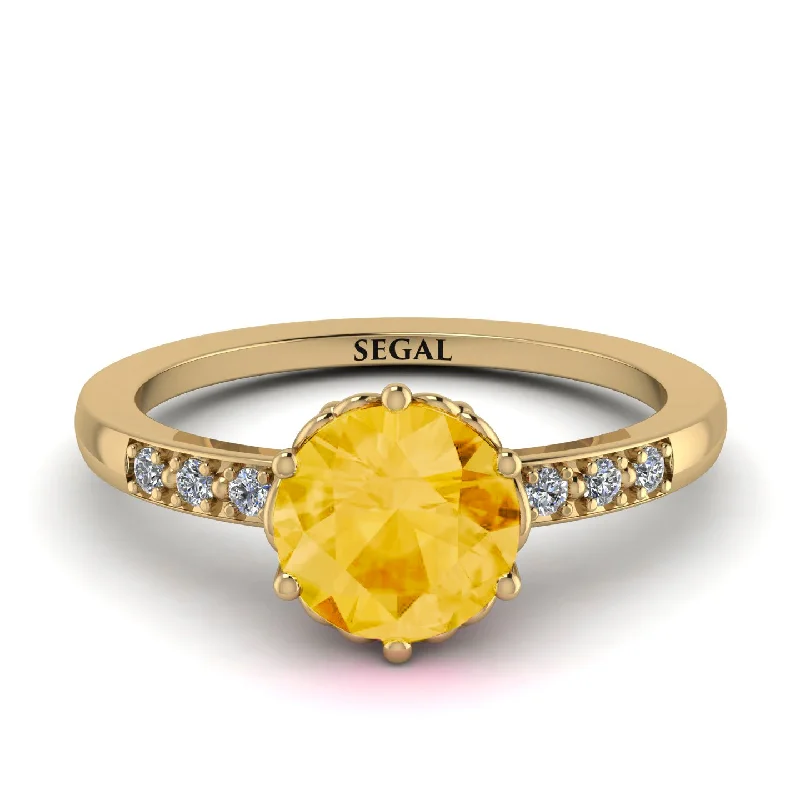 Emerald Green Ring-Classic Citrine Vintage Ring - Olivia No. 601