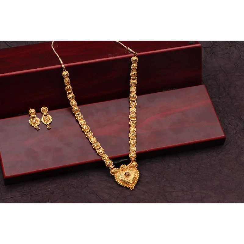 Gold Statement Necklace-Darshana Jewels Gold Plated Meenakari Long Necklace Set