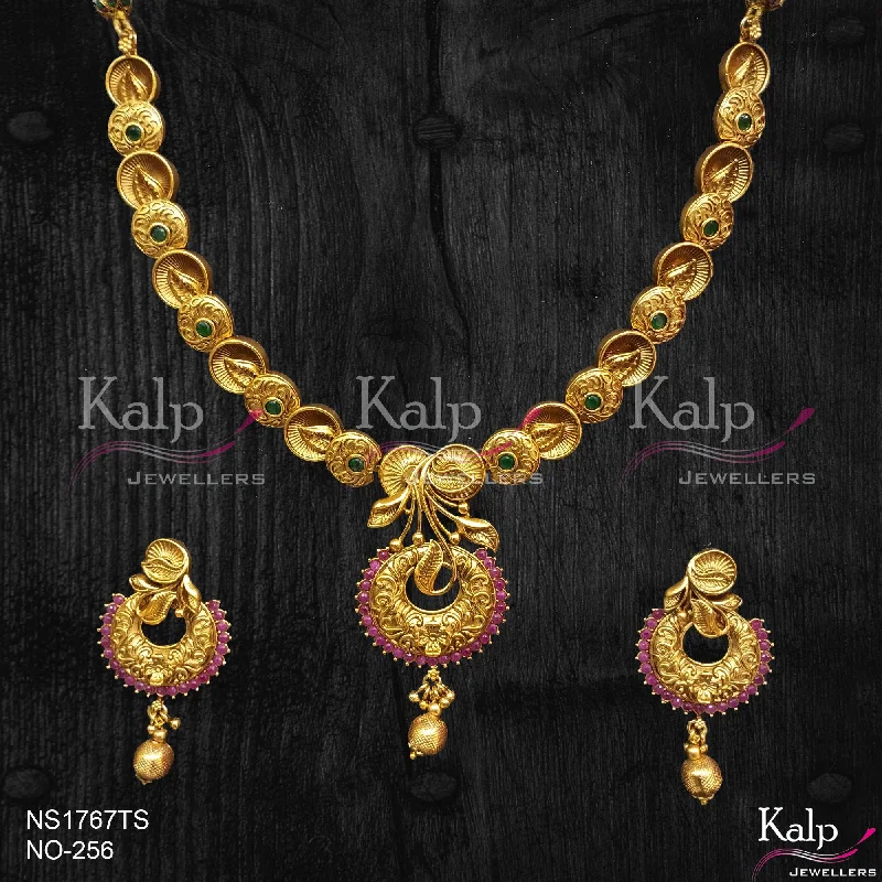 Long Dangle Necklace-Kalp Jewellers Copper Gold Plated Necklace Set