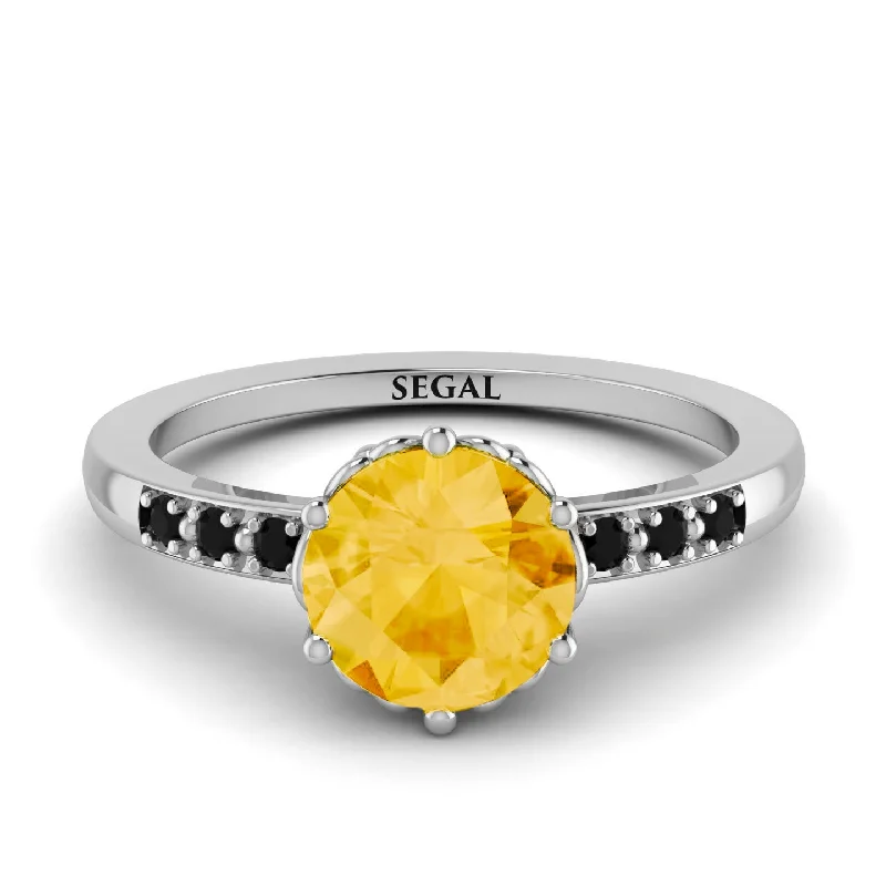 Dainty Gold Ring-Classic Citrine Vintage Ring - Olivia No. 606