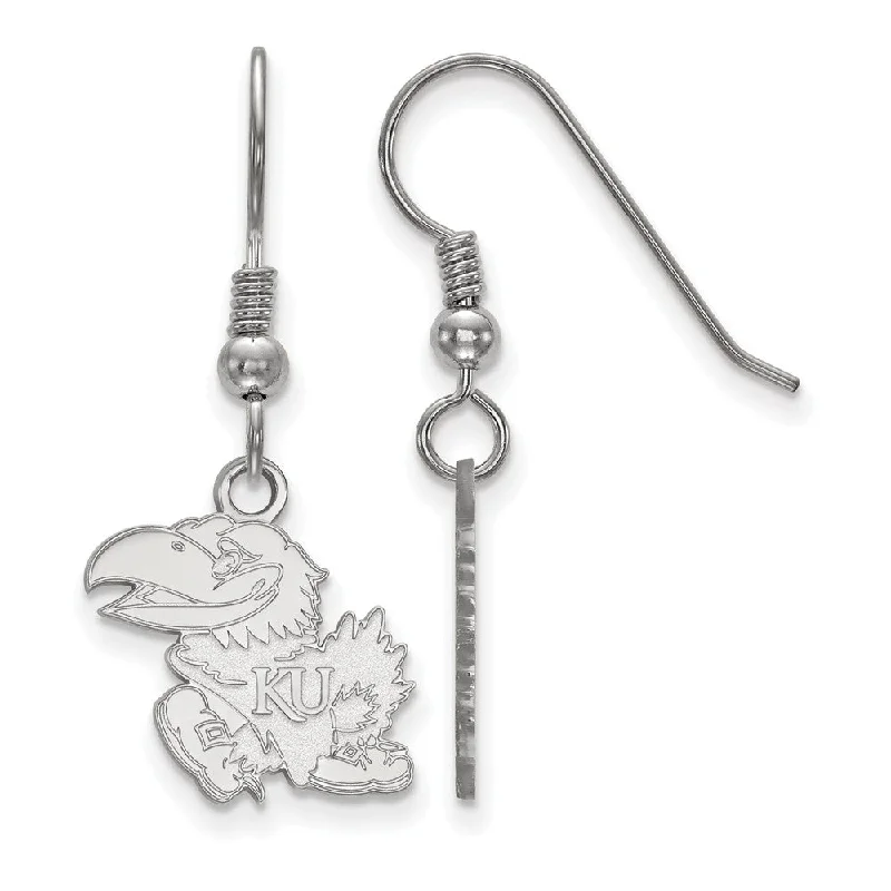 Colored Stone Earrings-Sterling Silver University of Kansas Small Mascot Dangle Earrings