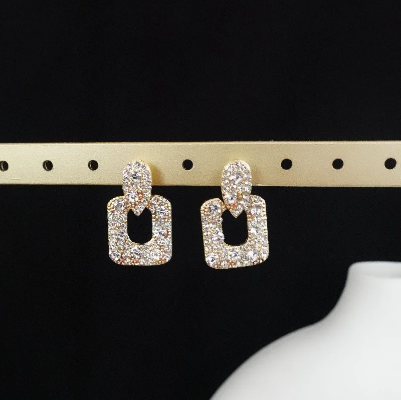 Simple Gold Hoop Earrings-Crystal Drop Earrings