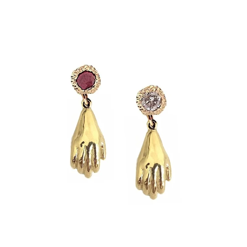 Gold and Silver Earrings-Giving Hand Fragment Drop Earrings