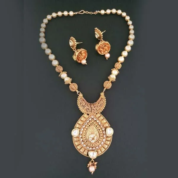 Chunky Chain Necklace-Darshana Jewels AD Stone Copper Necklace Set - FAP0182B