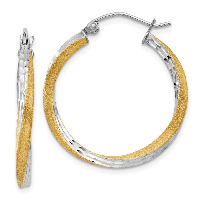 Vintage Crystal Earrings-2.5mm, Twisted Round Hoop Earrings in 14k Yellow Gold, 25mm (1 Inch)