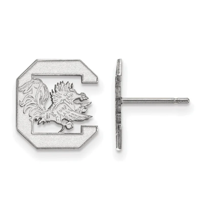 Simple Stud Earrings-14k White Gold U of South Carolina Small Post Earrings