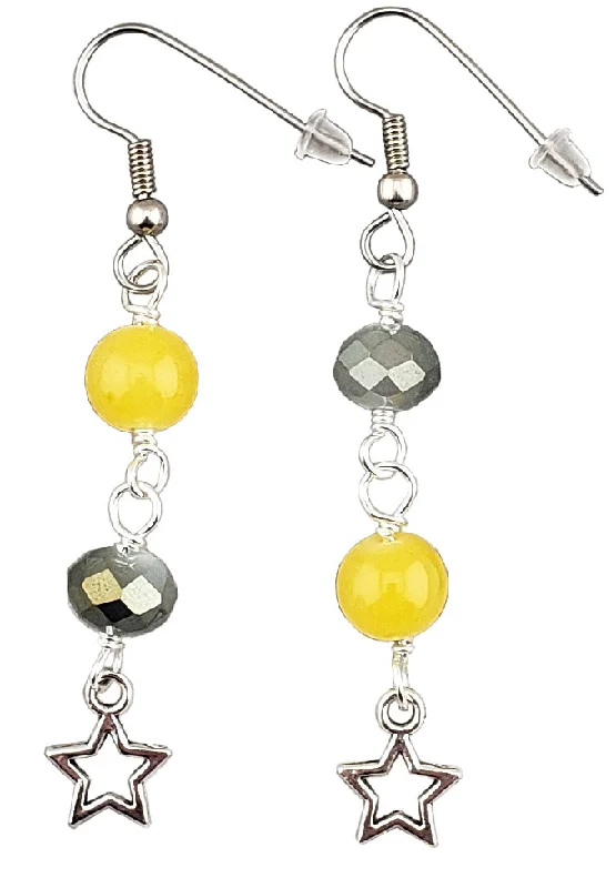 Minimalist Drop Earrings-Gray & Yellow 2021 Star Earrings