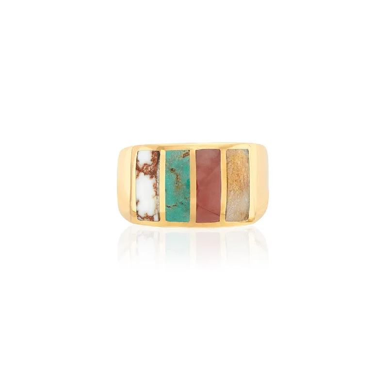 Custom Gemstone Engagement Ring-Anna Beck Gold Vermeil Inlay Multi-Stone Ring