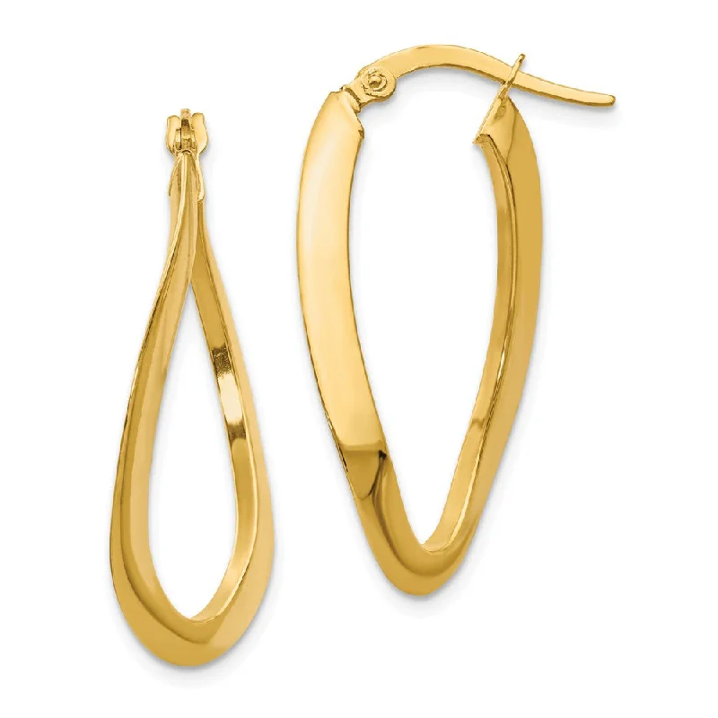 Party Statement Earrings-Twisted Oval Hoop Earrings in 14k Yellow Gold, 33mm (1 5/16 Inch)