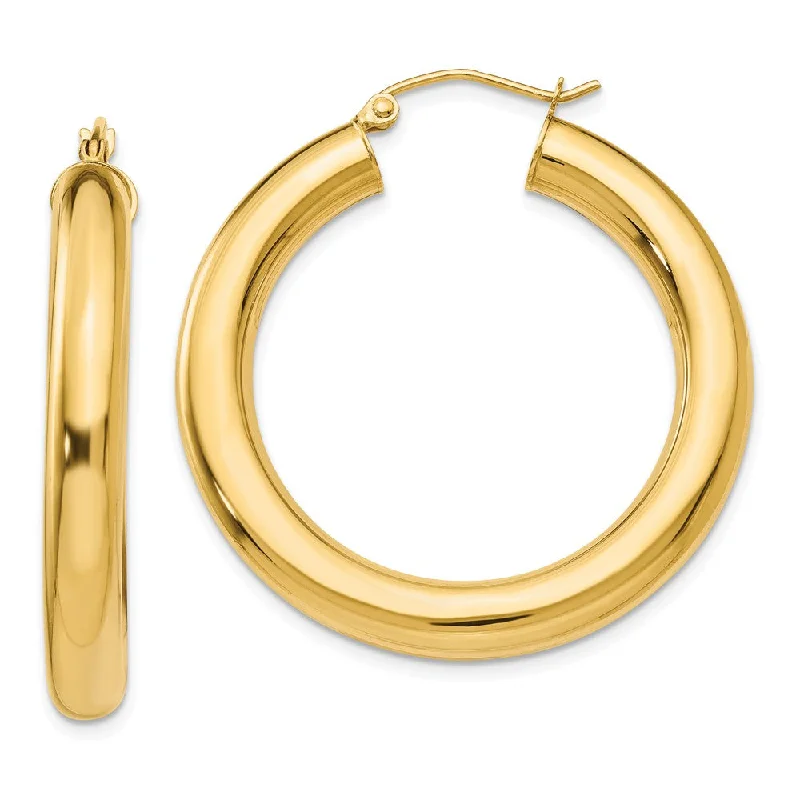 Elegant Cluster Earrings-5mm, 14k Yellow Gold Classic Round Hoop Earrings, 35mm (1 3/8 Inch)