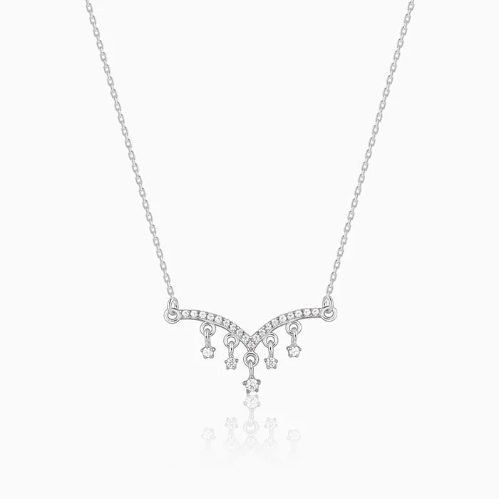 Stylish Pearl Necklace-Silver Megastar Necklace