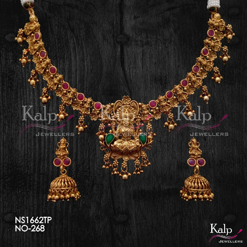 Silver Coin Necklace-Kalp Jewellers Copper Gold Plated Necklace Set