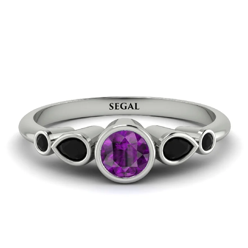 Amethyst Ring-Bezel Symmetrical Amethyst Ring - Ivy No. 309