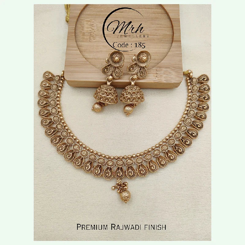 Silver and Pearl Necklace-Jewel Addiction Copper Plated Rajwadi Necklace Set