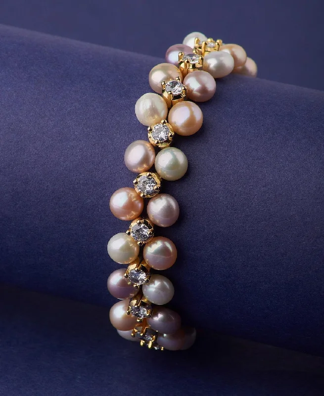 Modern Gemstone and Gold Bracelets-Gorgeous Rhodium Pearl Bracelet