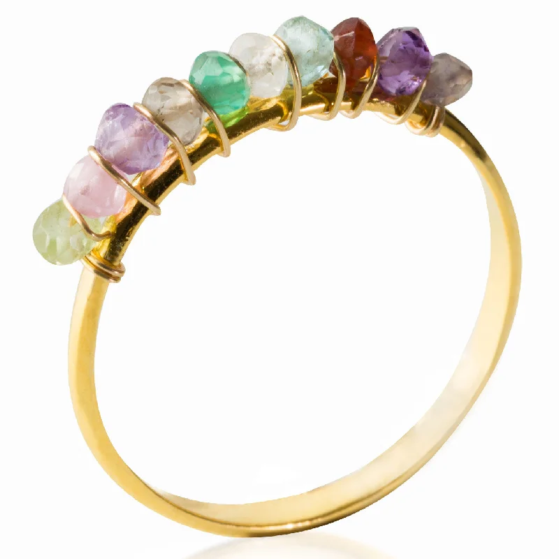 Personalized Couples Rings-Multi-Colored Gemstone Ring