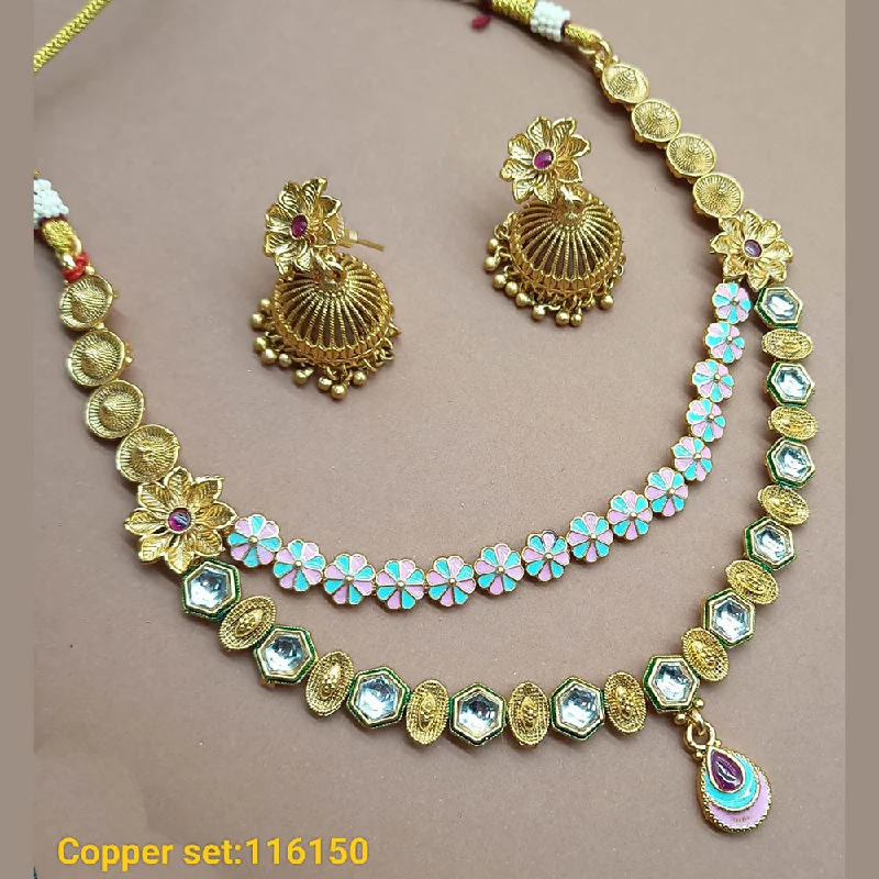 Choker Necklace for Women-Padmawati Bangles Copper Gold Plated Necklace Set