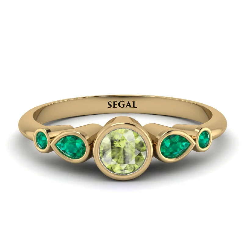 Classic Wedding Ring-Bezel Symmetrical Peridot Ring - Ivy No. 604