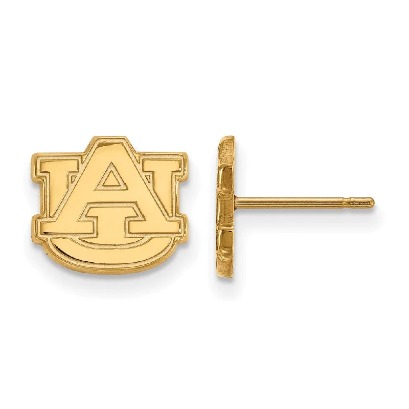 Geometric Hoop Earrings-14k Yellow Gold Auburn University XS (Tiny) 'AU' Post Earrings