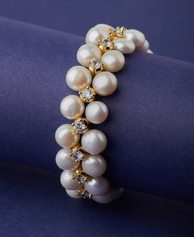 Gold Charm Bracelets for Women-Gorgeous Gold Pearl Bracelet