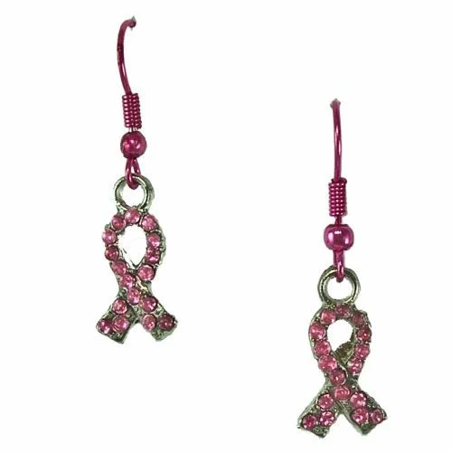 Glamorous Drop Earrings-Breast Cancer Awareness Earrings