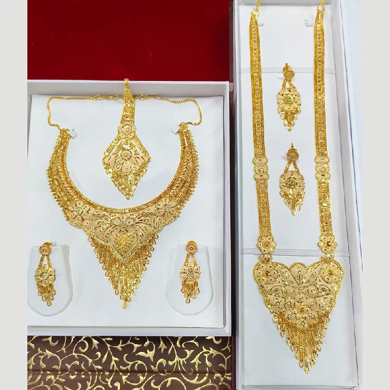 Gold Coin Necklace-Pari Art Jewellery Forming Double Necklace Set