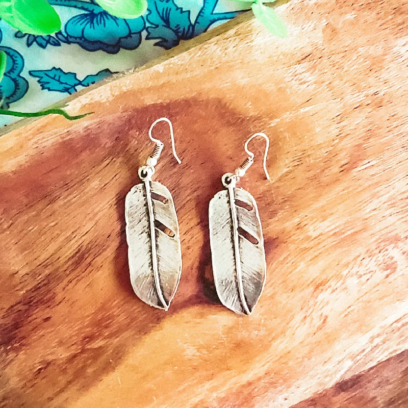 Casual Silver Earrings-Anatolian Boho Earrings - "Leaf"