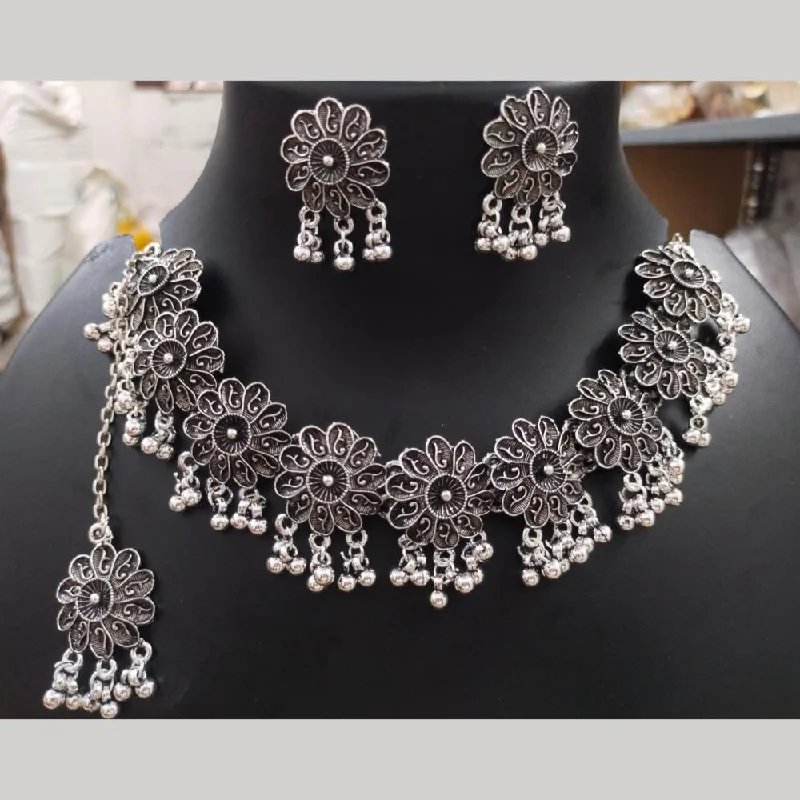 Unique Heart Necklace-Manisha Jewellery Oxidised Plated Choker Necklace Set